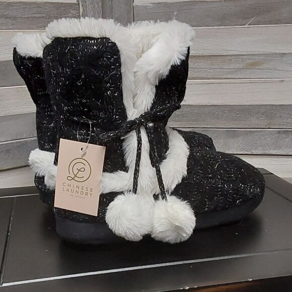 Women's Plush Knit Memory Foam Bootie Slipper | Chinese Laundry | S (5/6) - Picture 5 of 11